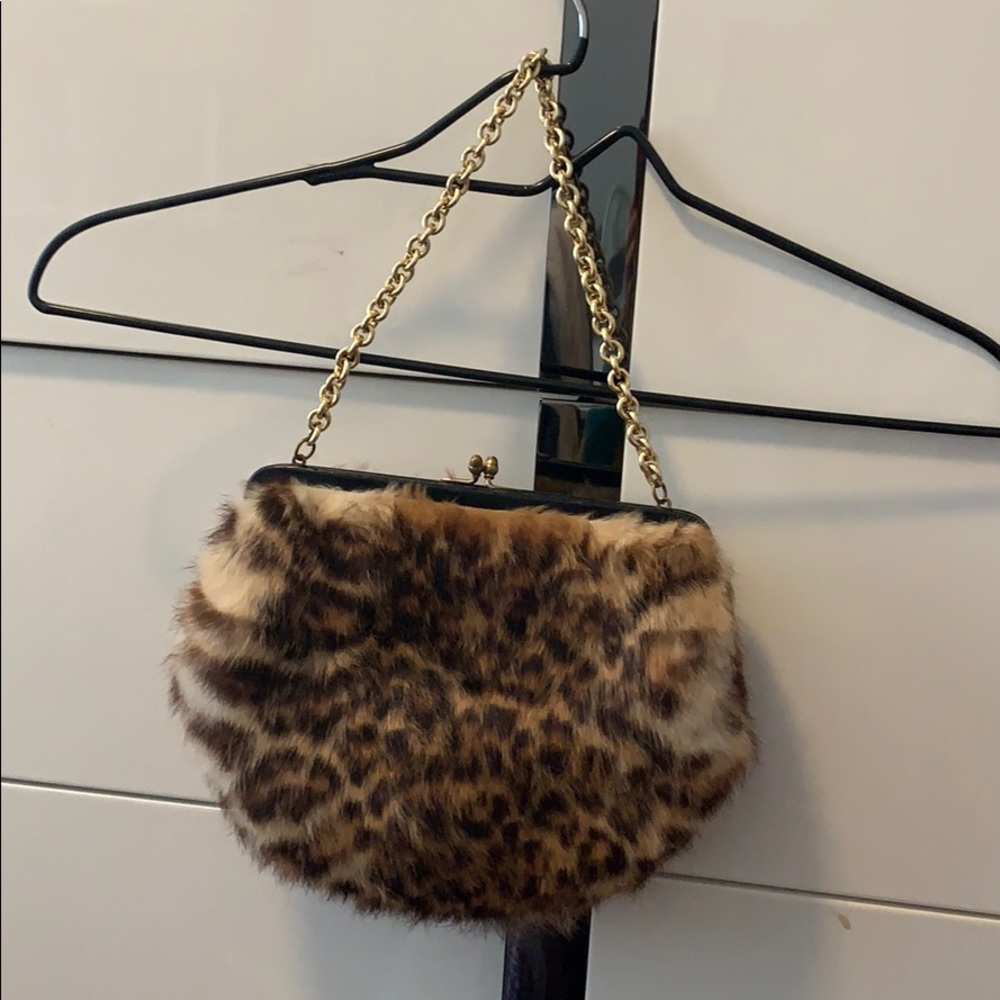 Leopard Print Faux Fur Mini Purse